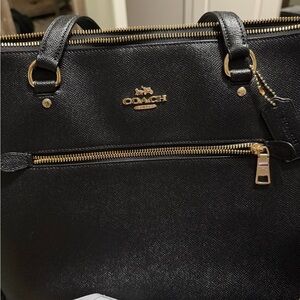 Coach Black Tote with Gold Accents